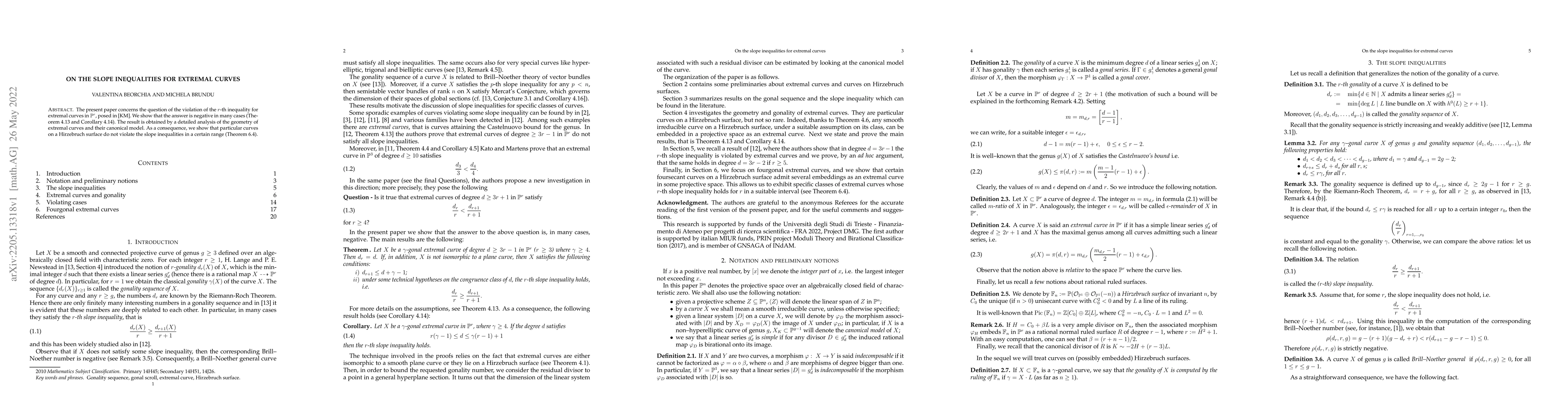 Thumbnail for On the slope inequalities for extremal curves