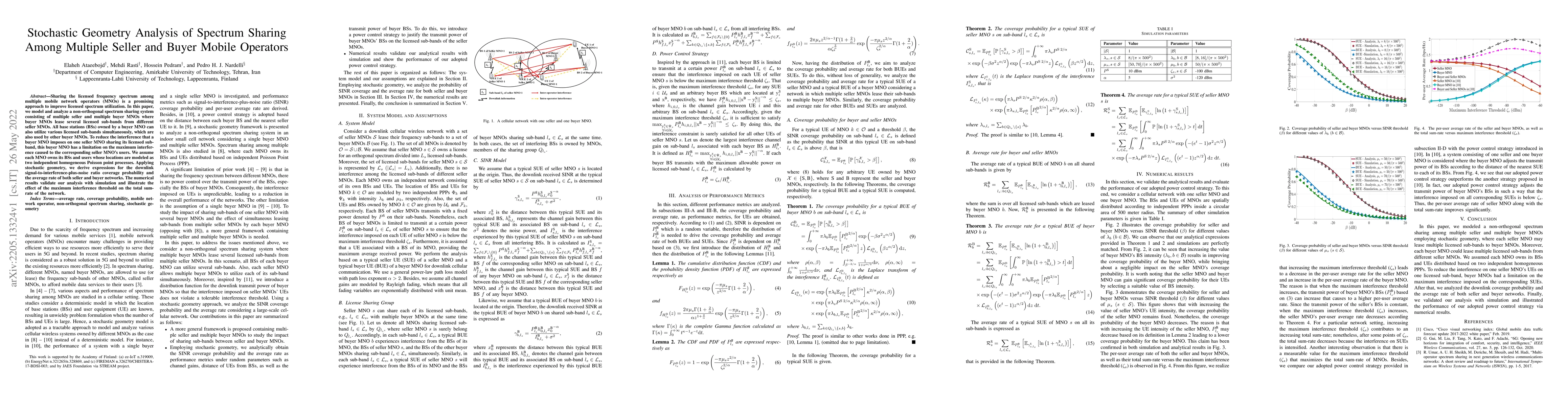 Thumbnail for Stochastic Geometry Analysis of Spectrum Sharing Among Multiple Seller
  and Buyer Mobile Operators