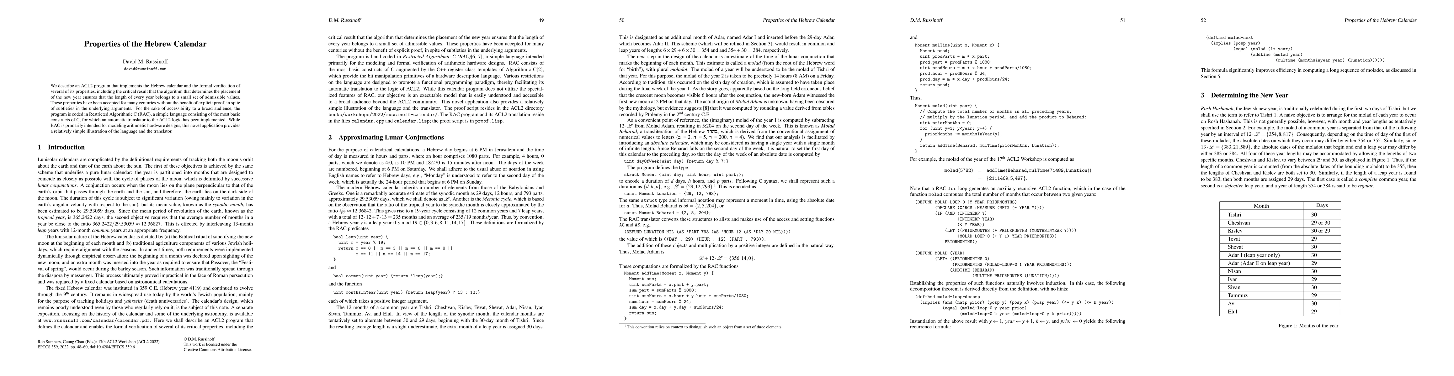 Thumbnail for Properties of the Hebrew Calendar