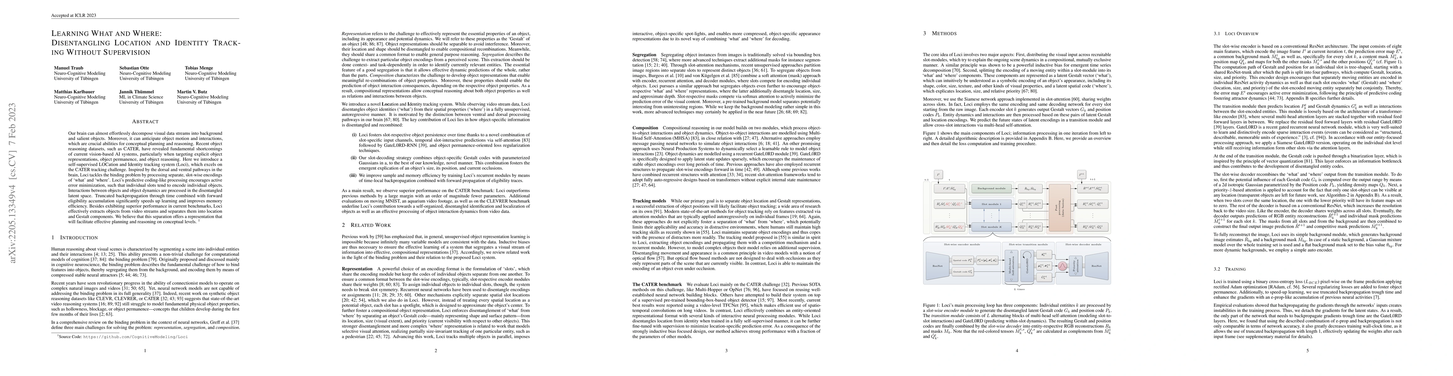 Thumbnail for Learning What and Where: Disentangling Location and Identity Tracking
  Without Supervision