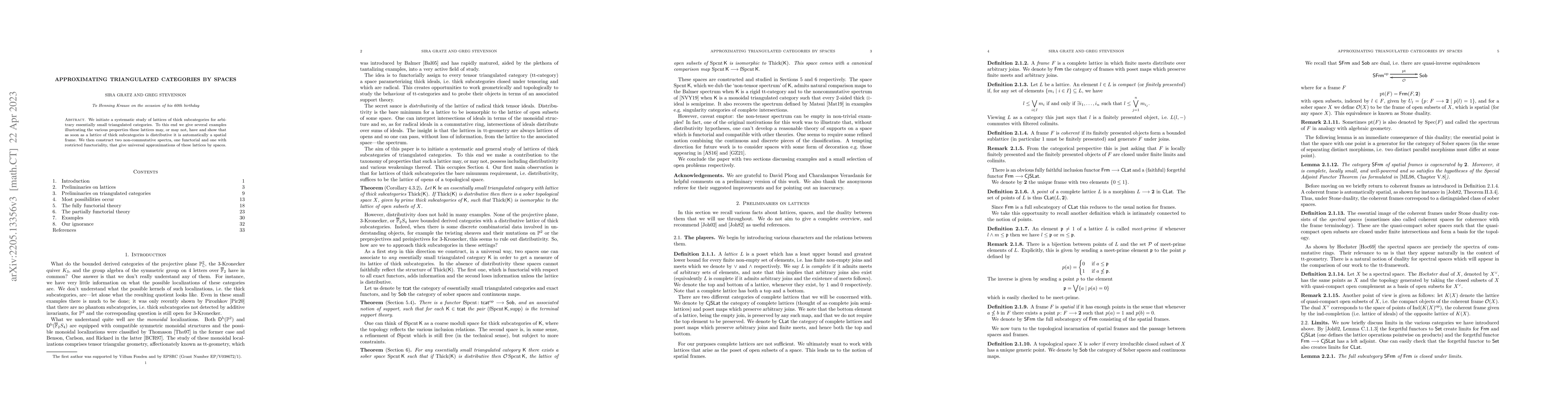 Thumbnail for Approximating triangulated categories by spaces