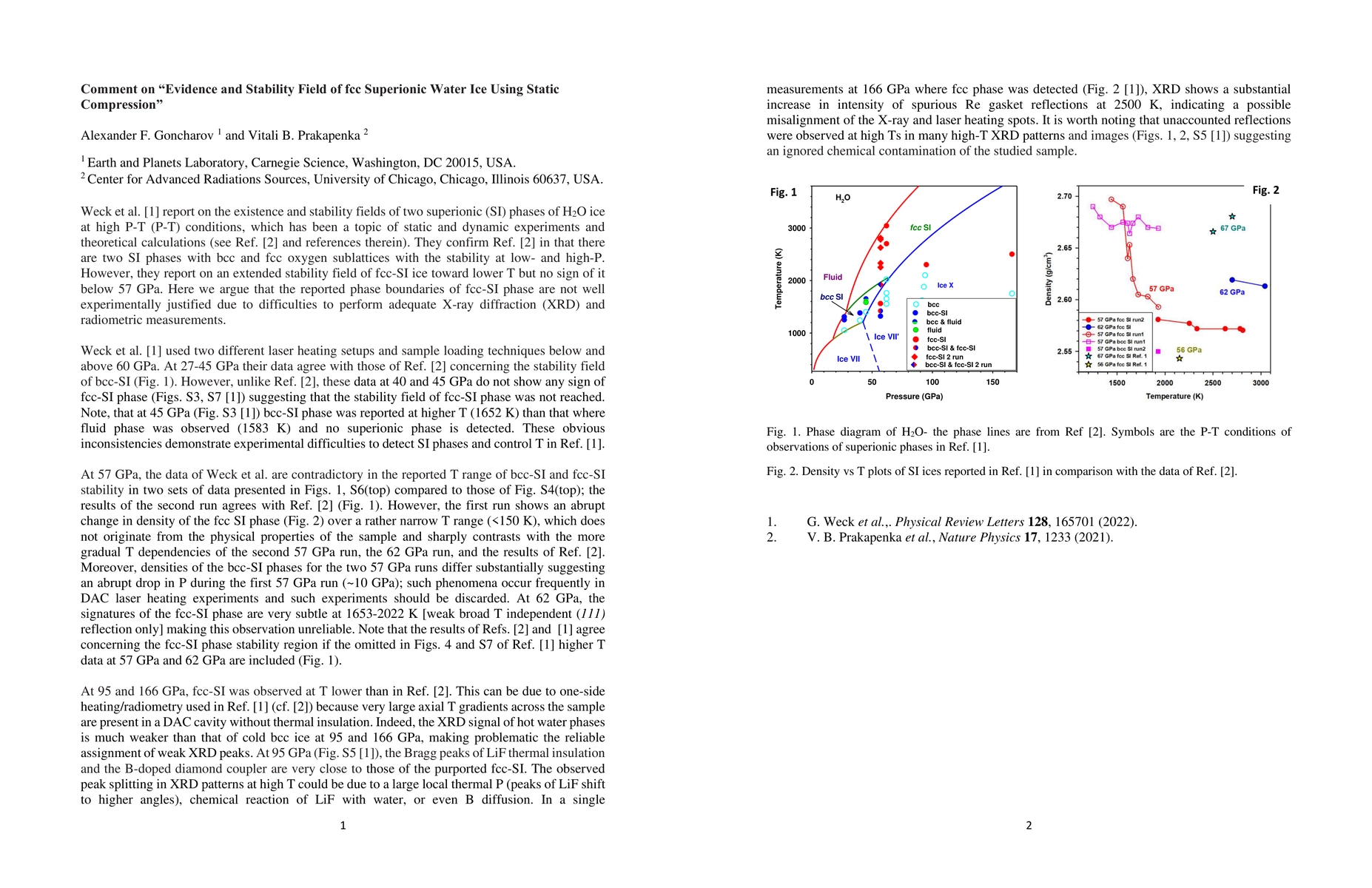 Thumbnail for Comment on: Evidence and Stability Field of fcc Superionic Water Ice
  Using Static Compression