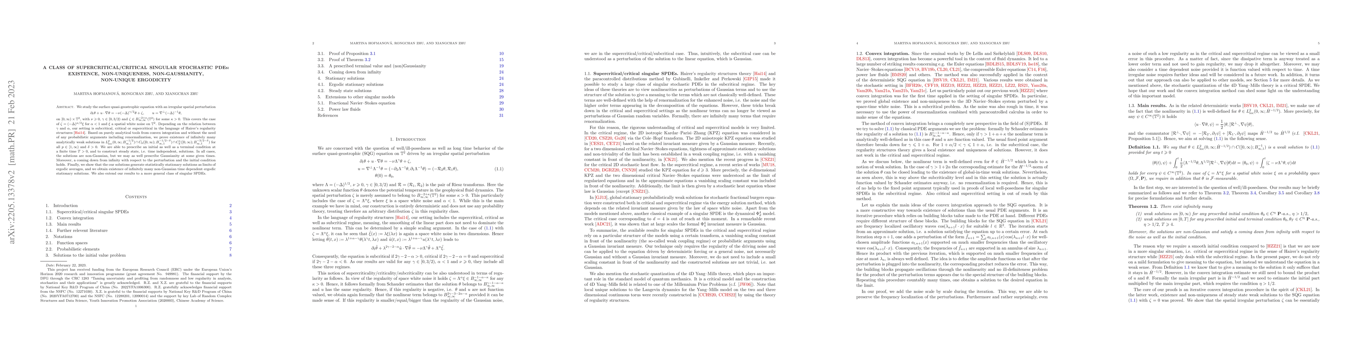 Thumbnail for A class of supercritical/critical singular stochastic PDEs: existence,
  non-uniqueness, non-Gaussianity, non-unique ergodicity