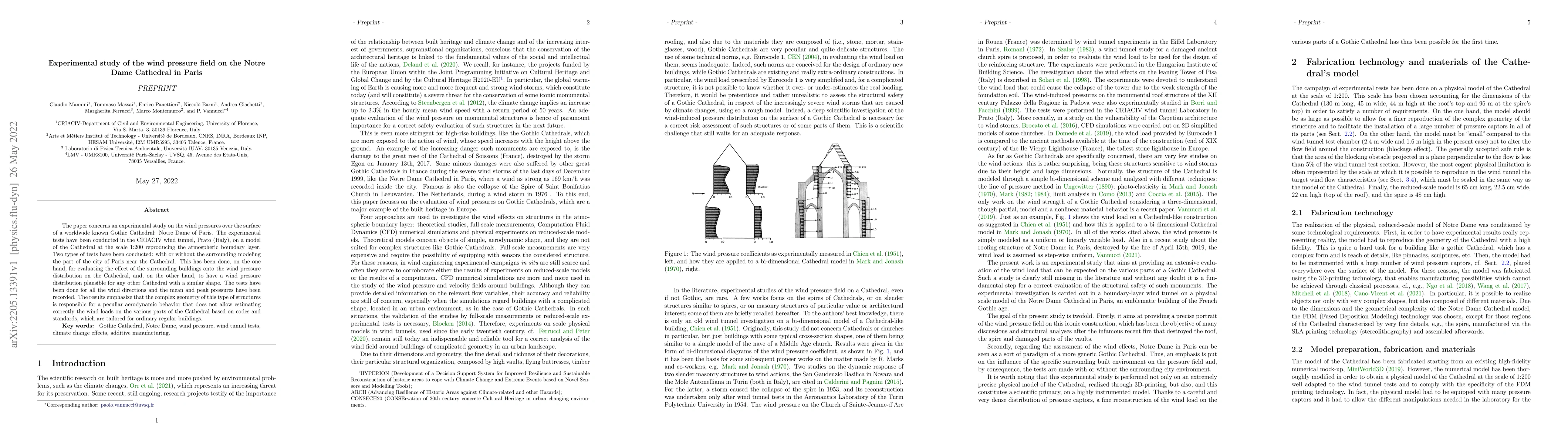 Thumbnail for Experimental study of the wind pressure field on the Notre Dame
  Cathedral in Paris