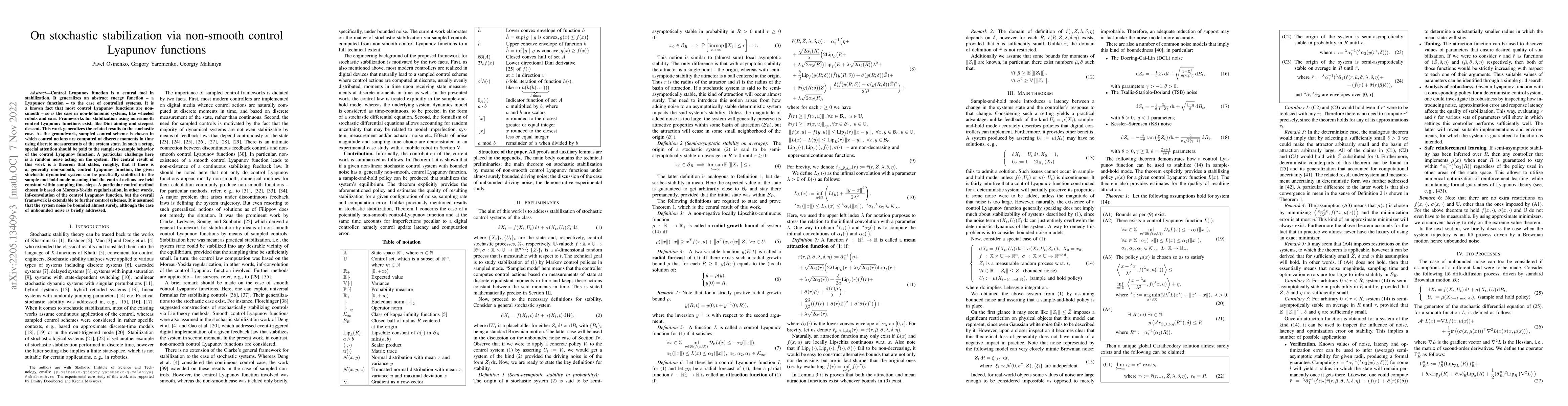 Thumbnail for On stochastic stabilization via non-smooth control Lyapunov functions