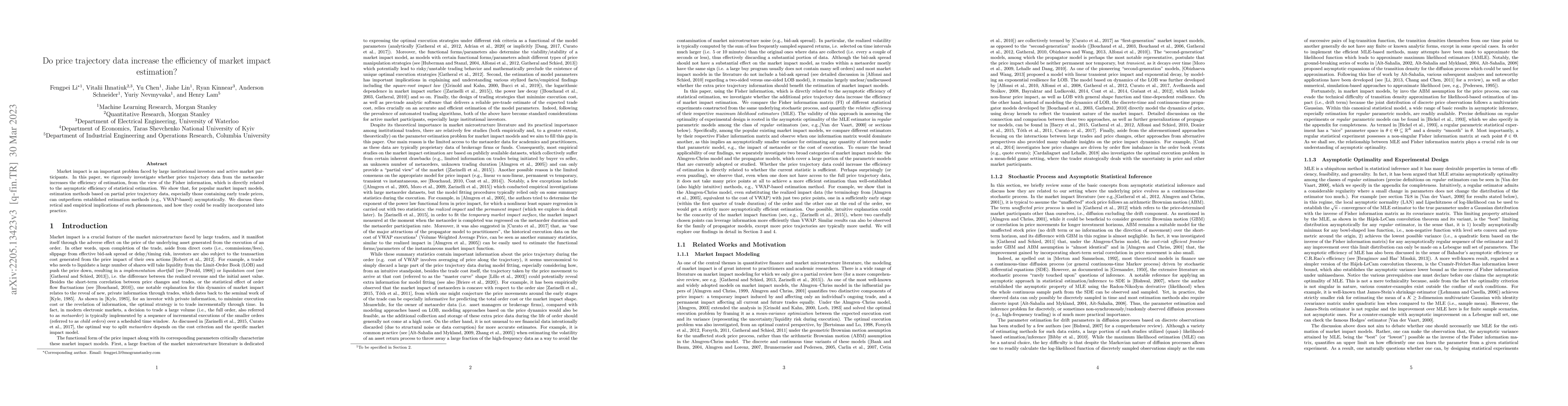 Thumbnail for Do price trajectory data increase the efficiency of market impact
  estimation?