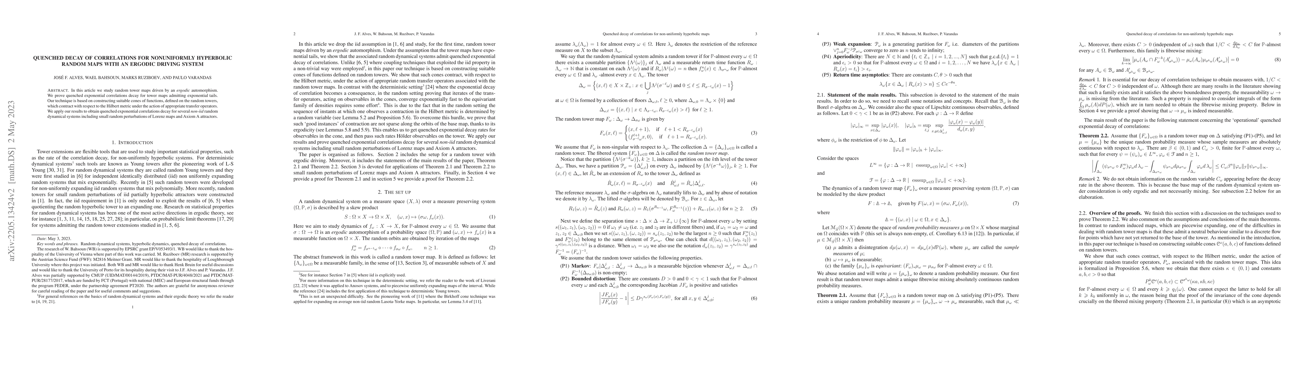 Thumbnail for Quenched decay of correlations for nonuniformly hyperbolic random maps
  with an ergodic driving system