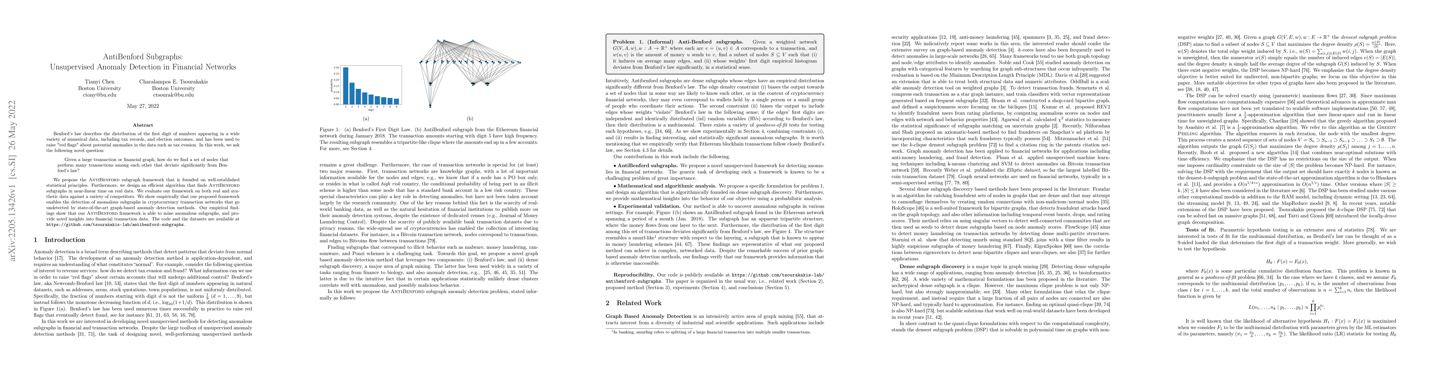 Thumbnail for AntiBenford Subgraphs: Unsupervised Anomaly Detection in Financial
  Networks
