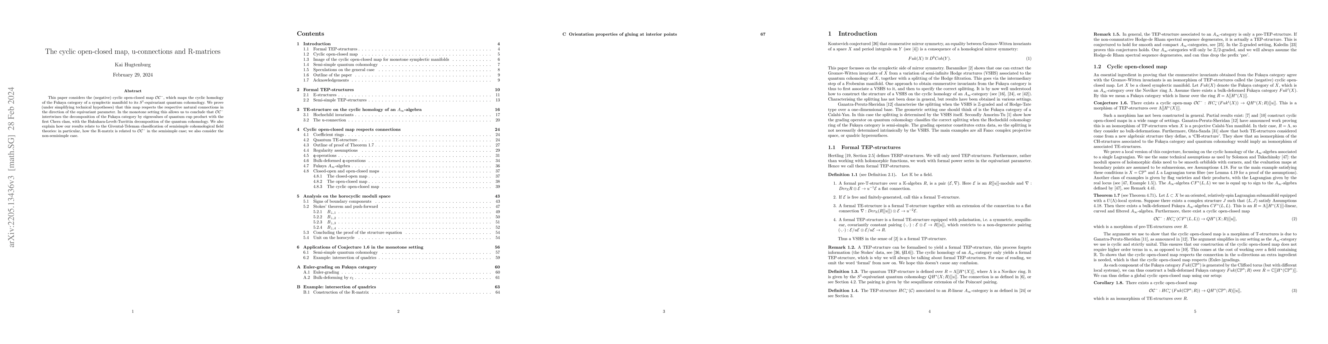 Thumbnail for The cyclic open-closed map, u-connections and R-matrices