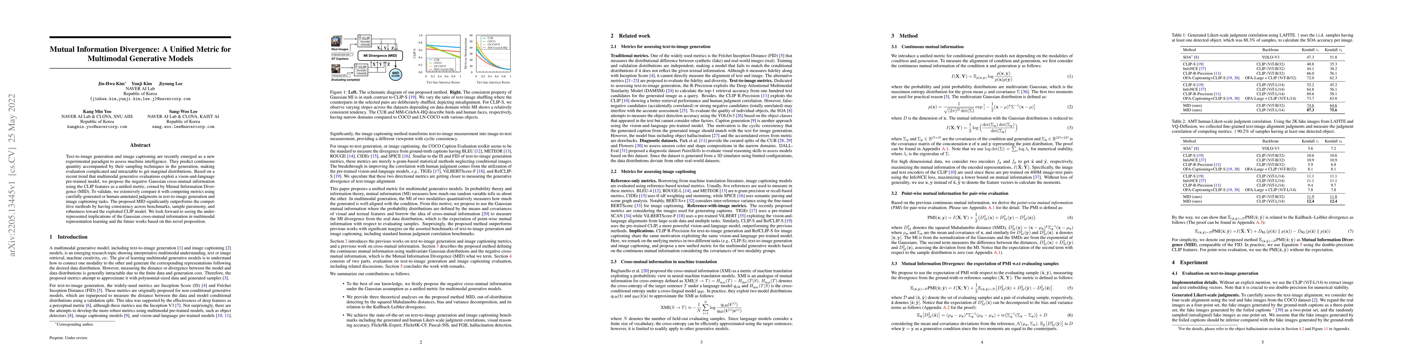 Thumbnail for Mutual Information Divergence: A Unified Metric for Multimodal
  Generative Models