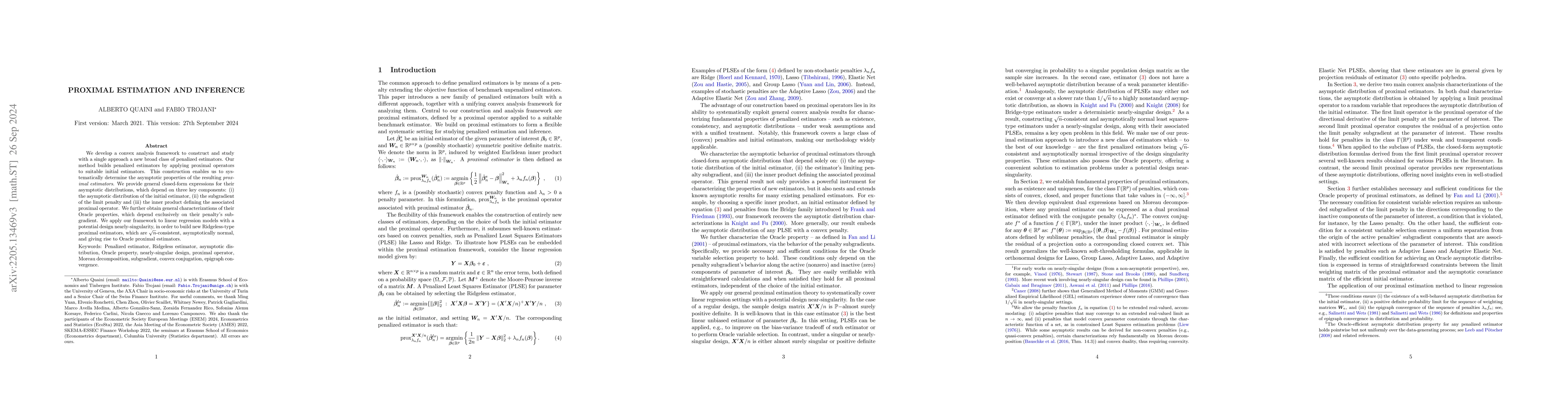 Thumbnail for Proximal Estimation and Inference