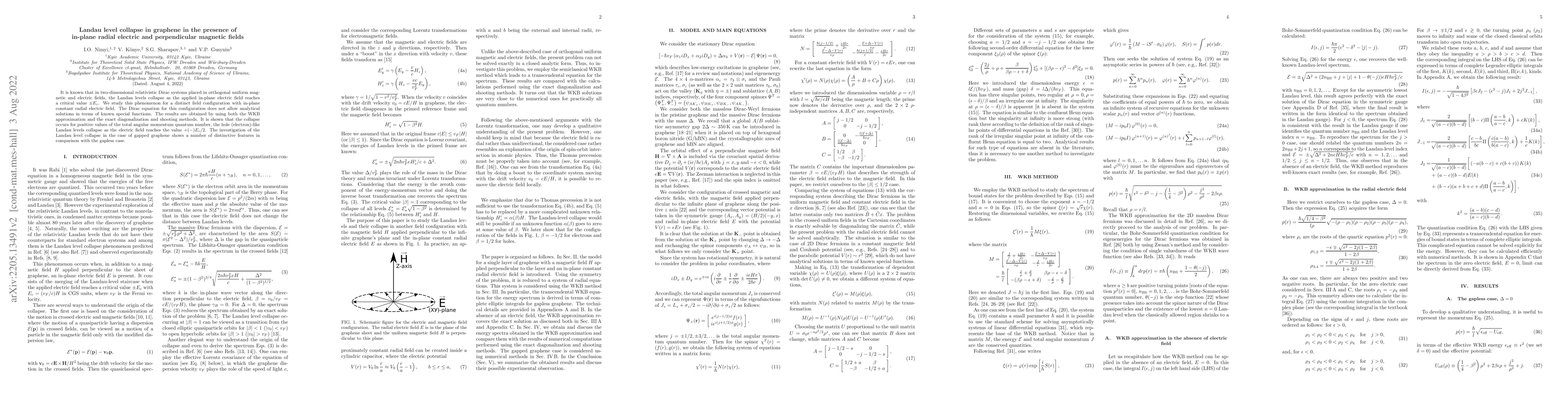 Thumbnail for Landau level collapse in graphene in the presence of in-plane radial
  electric and perpendicular magnetic fields