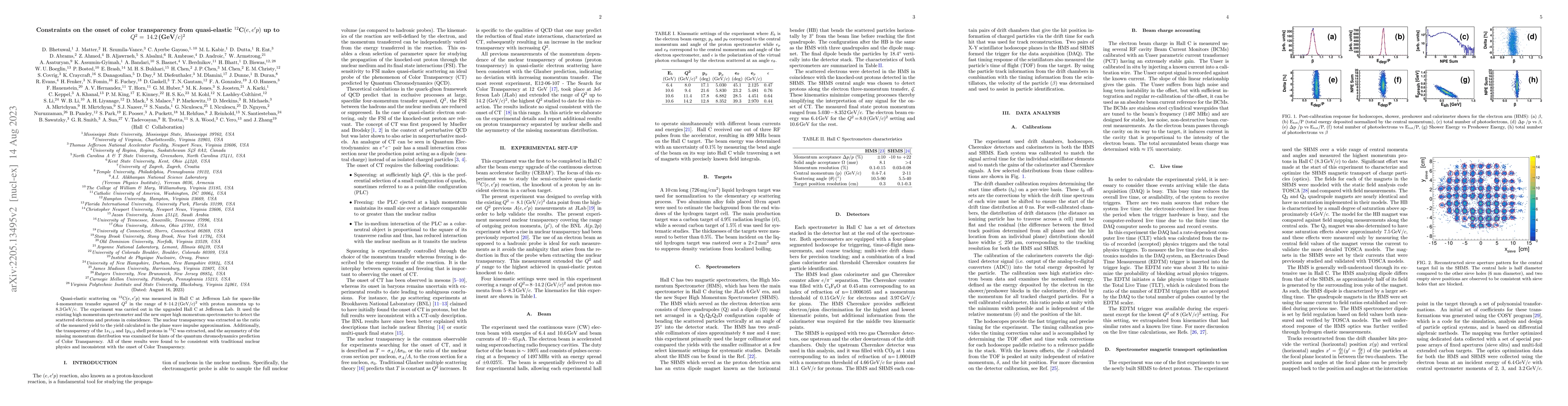 Thumbnail for Constraints on the onset of color transparency from quasi-elastic
  $^{12}$C$(e,e'p)$ up to $Q^2=\,14.2\,$(GeV$/c)^2$