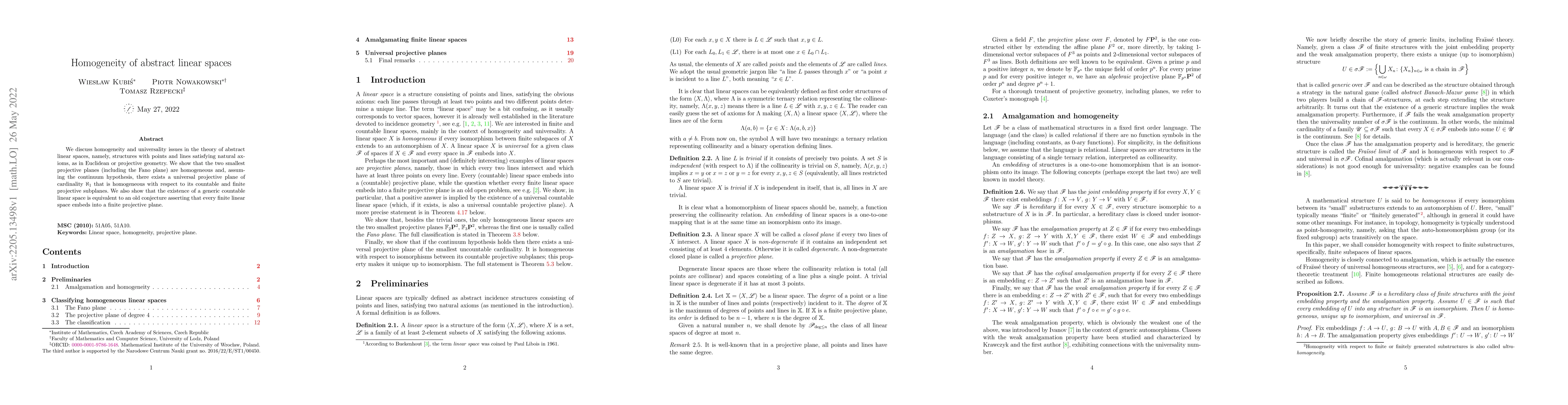 Thumbnail for Homogeneity of abstract linear spaces