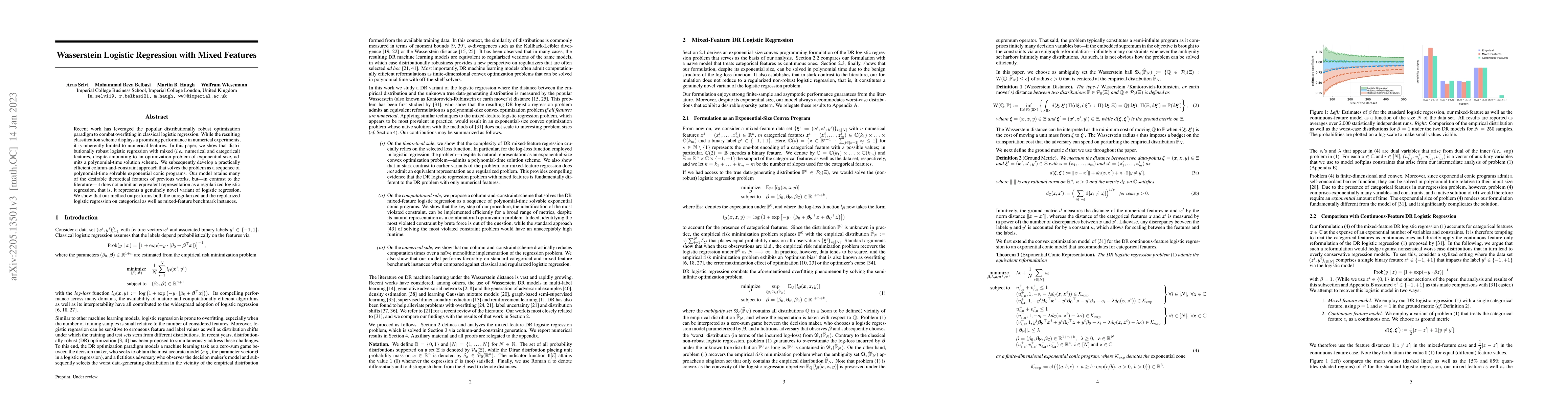 Thumbnail for Wasserstein Logistic Regression with Mixed Features