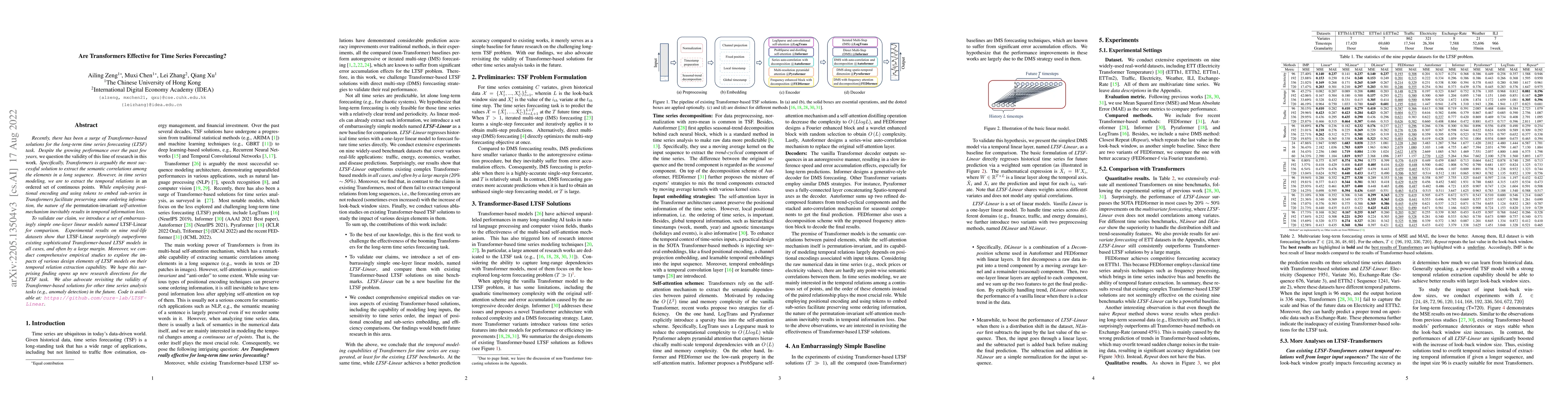 Thumbnail for Are Transformers Effective for Time Series Forecasting?