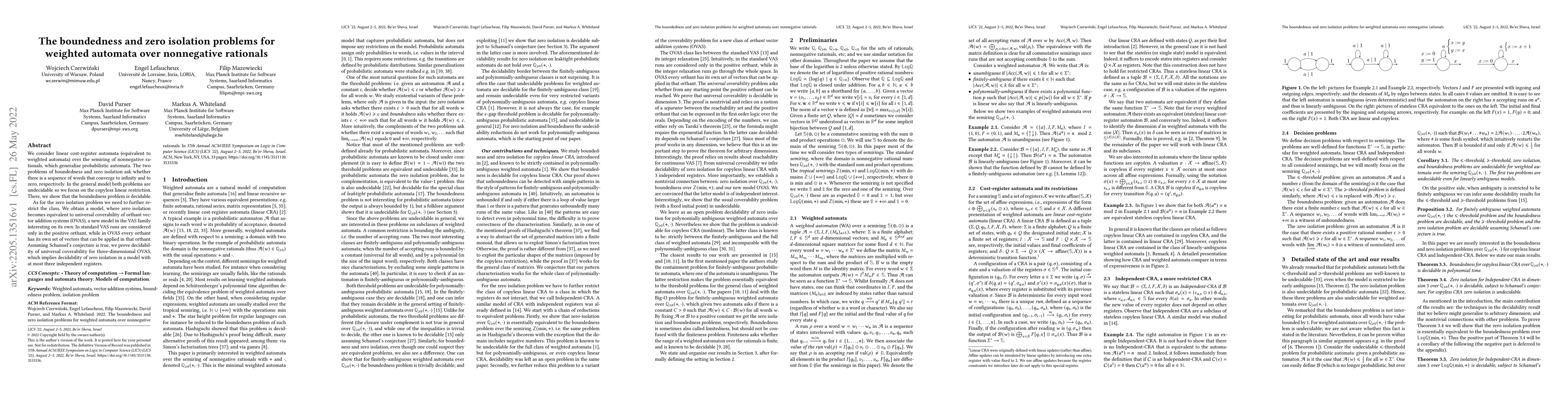 Thumbnail for The boundedness and zero isolation problems for weighted automata over
  nonnegative rationals
