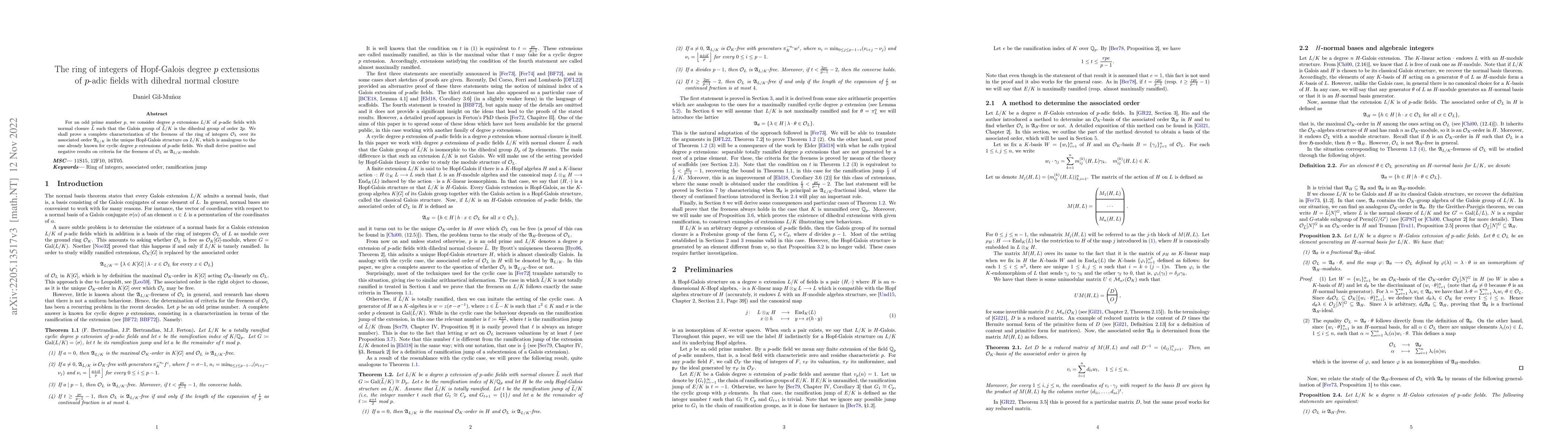 Thumbnail for The ring of integers of Hopf-Galois degree p extensions of p-adic fields
  with dihedral normal closure