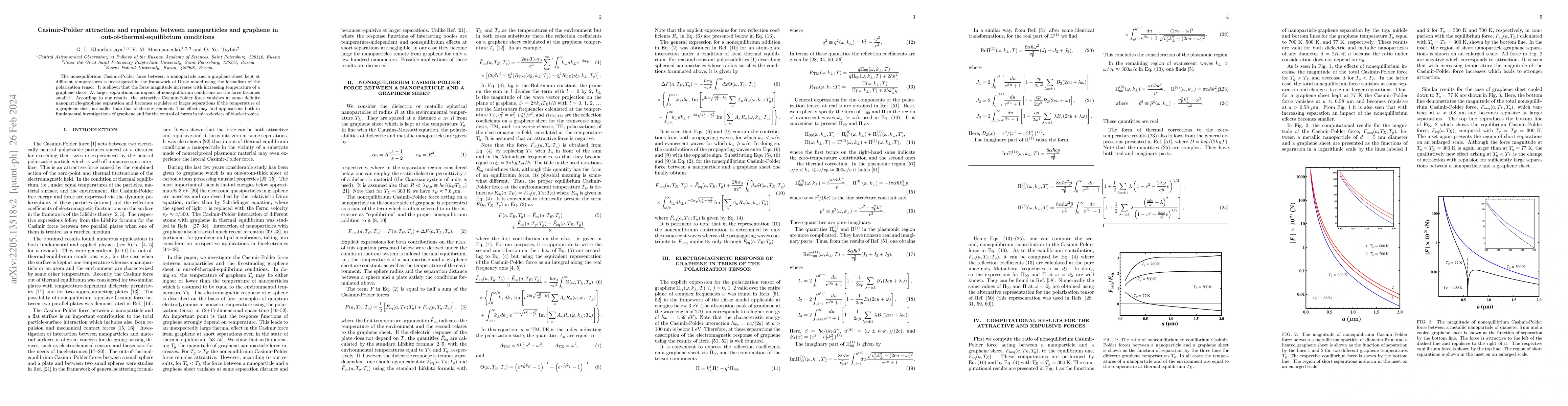 Thumbnail for Casimir-Polder attraction and repulsion between nanoparticles and
  graphene in out-of-thermal-equilibrium conditions
