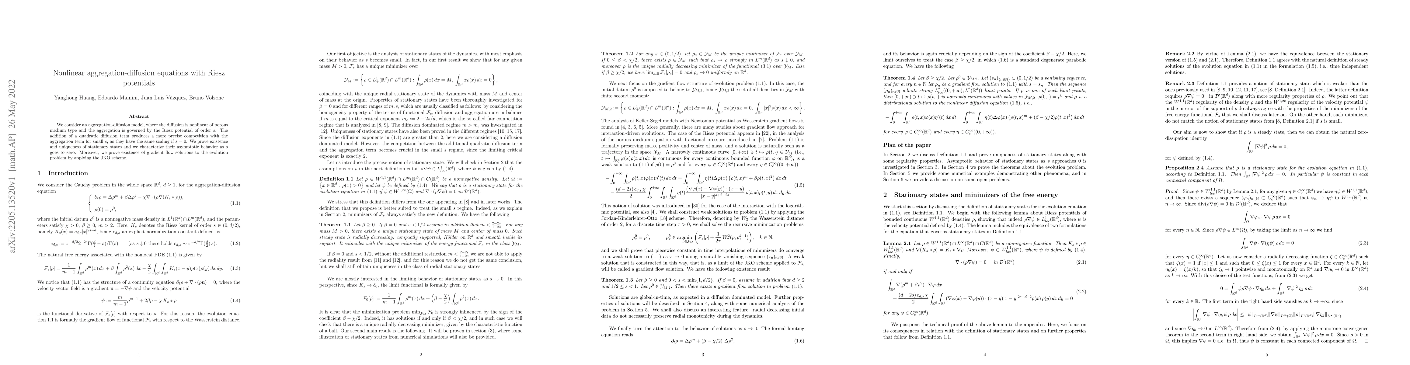 Thumbnail for Nonlinear aggregation-diffusion equations with Riesz potentials