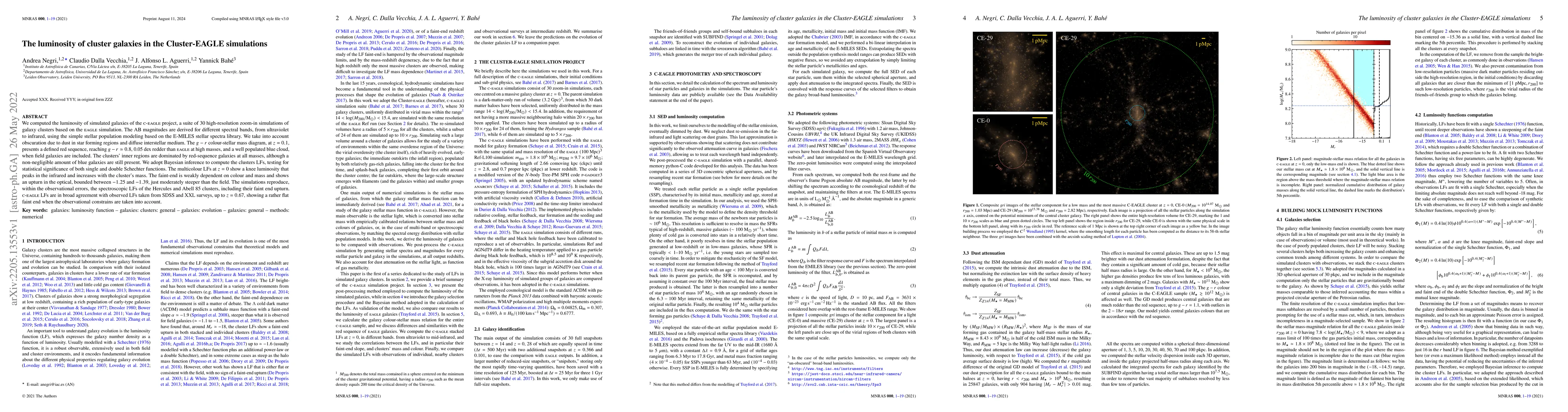 Thumbnail for The luminosity of cluster galaxies in the Cluster-EAGLE simulations