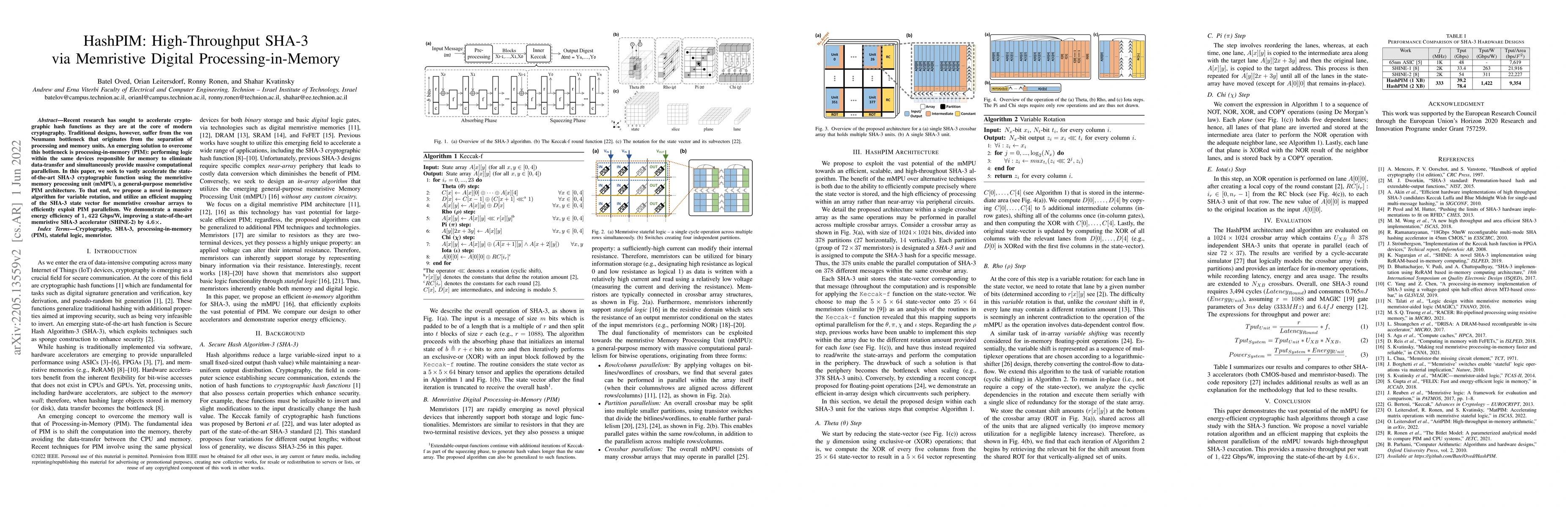 Thumbnail for HashPIM: High-Throughput SHA-3 via Memristive Digital
  Processing-in-Memory