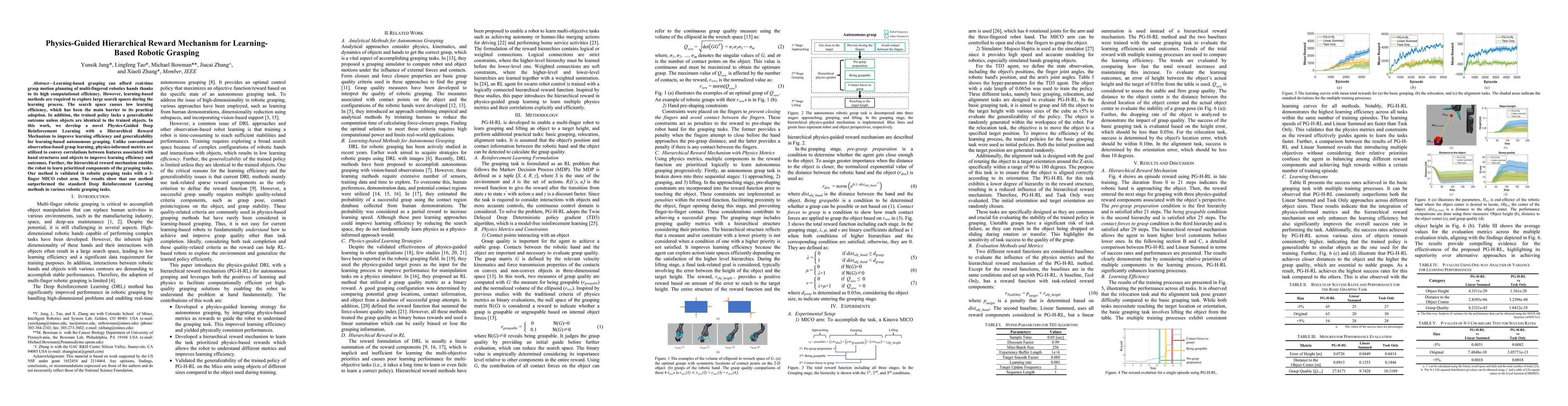 Thumbnail for Physics-Guided Hierarchical Reward Mechanism for Learning-Based Robotic
  Grasping