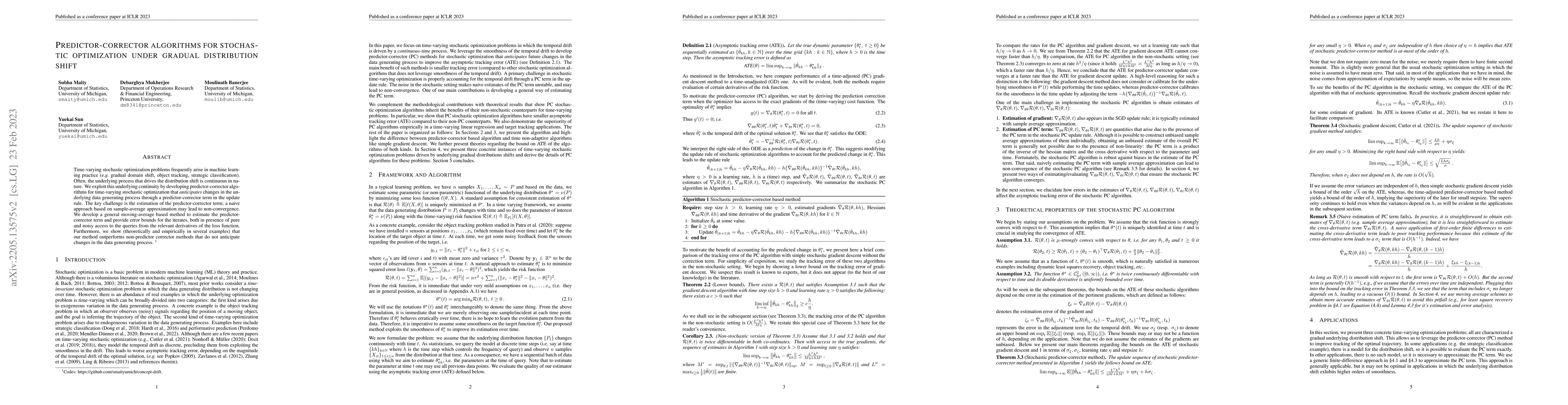 Thumbnail for Predictor-corrector algorithms for stochastic optimization under gradual
  distribution shift
