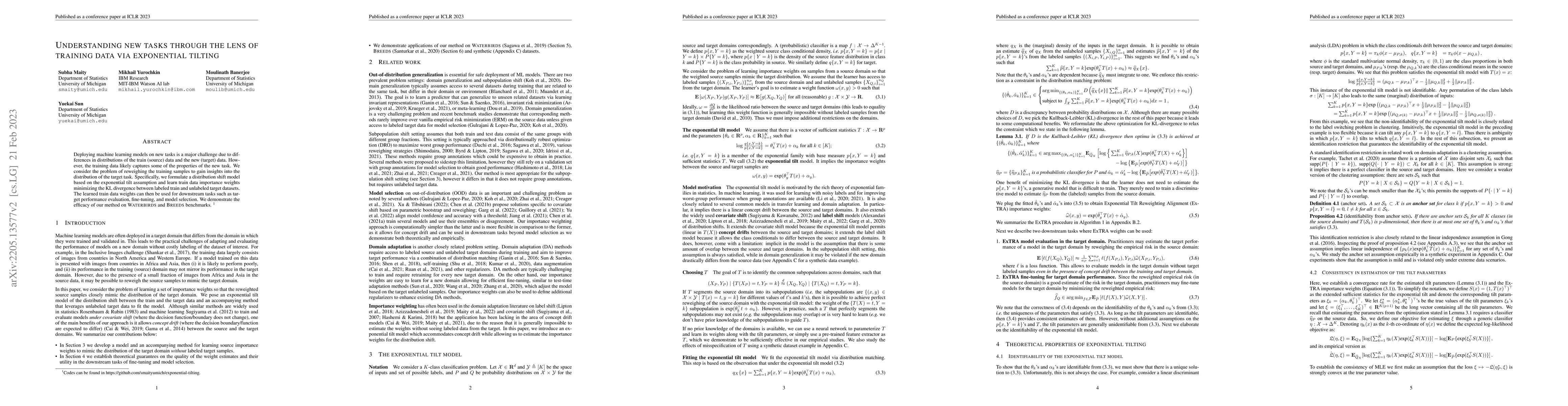 Thumbnail for Understanding new tasks through the lens of training data via
  exponential tilting