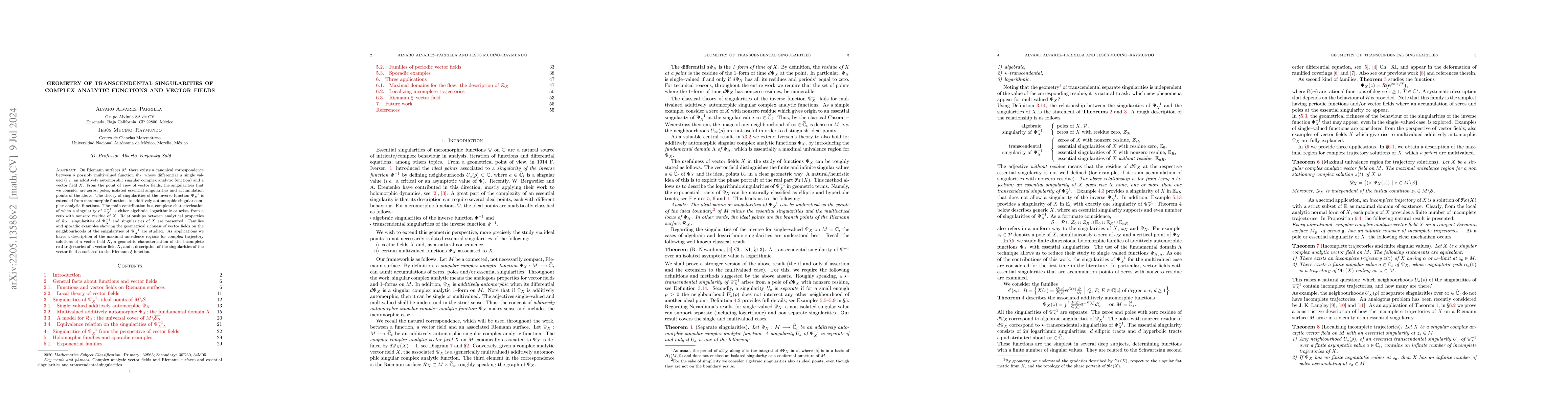 Thumbnail for Geometry of transcendental singularities of complex analytic functions
  and vector fields