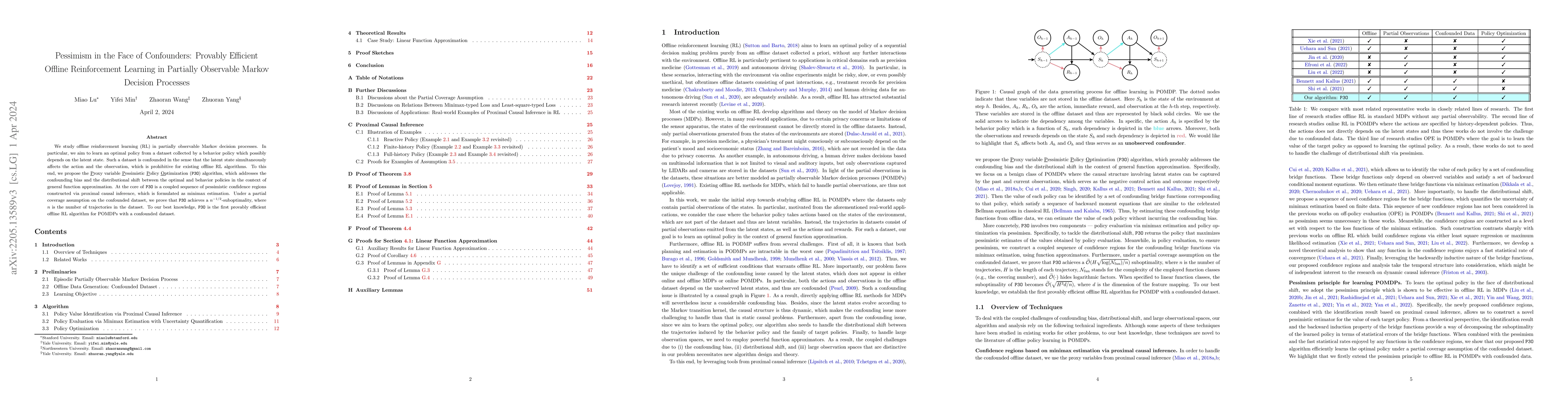 Thumbnail for Pessimism in the Face of Confounders: Provably Efficient Offline
  Reinforcement Learning in Partially Observable Markov Decision Processes