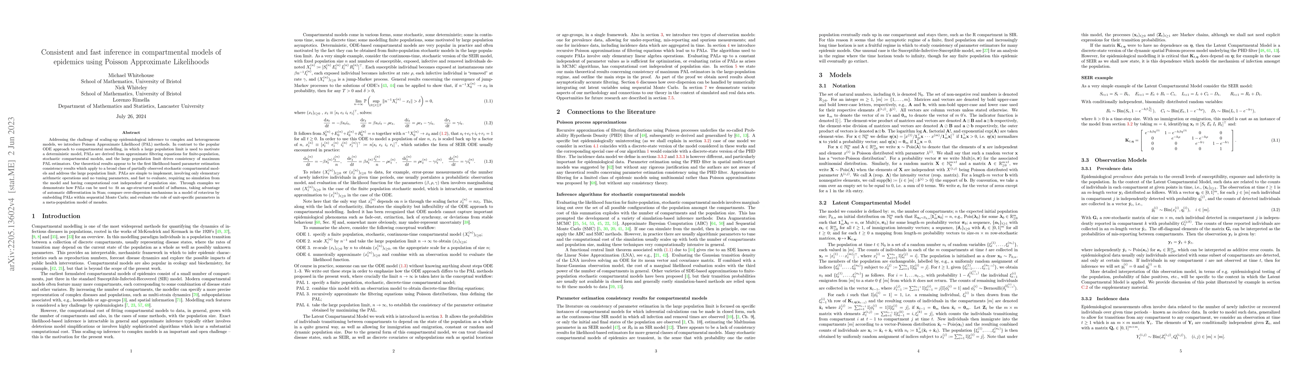 Thumbnail for Consistent and fast inference in compartmental models of epidemics using
  Poisson Approximate Likelihoods