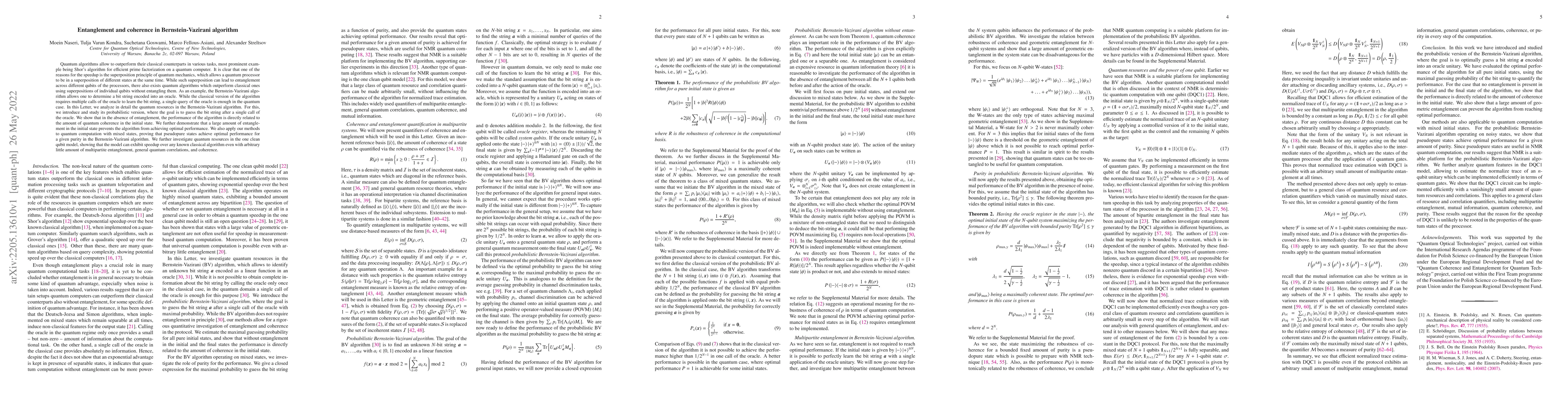 Thumbnail for Entanglement and coherence in Bernstein-Vazirani algorithm