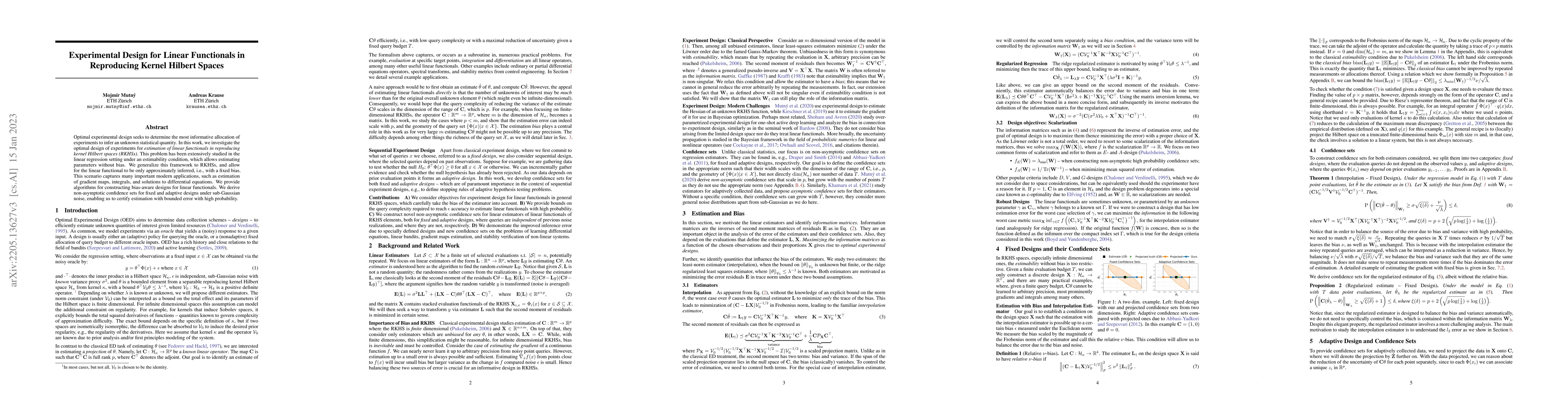 Thumbnail for Experimental Design for Linear Functionals in Reproducing Kernel Hilbert
  Spaces