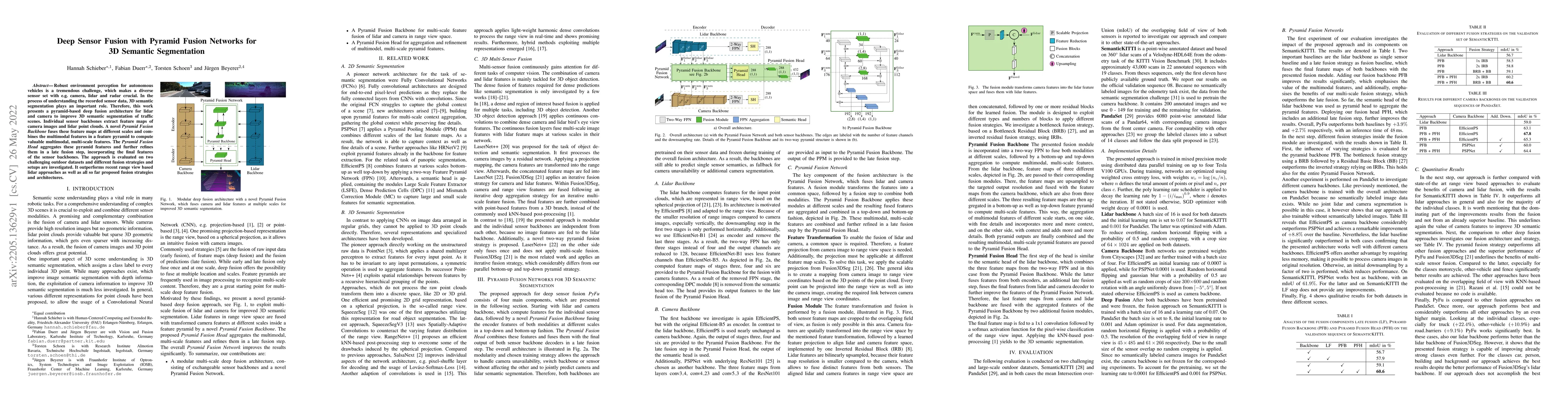 Thumbnail for Deep Sensor Fusion with Pyramid Fusion Networks for 3D Semantic
  Segmentation
