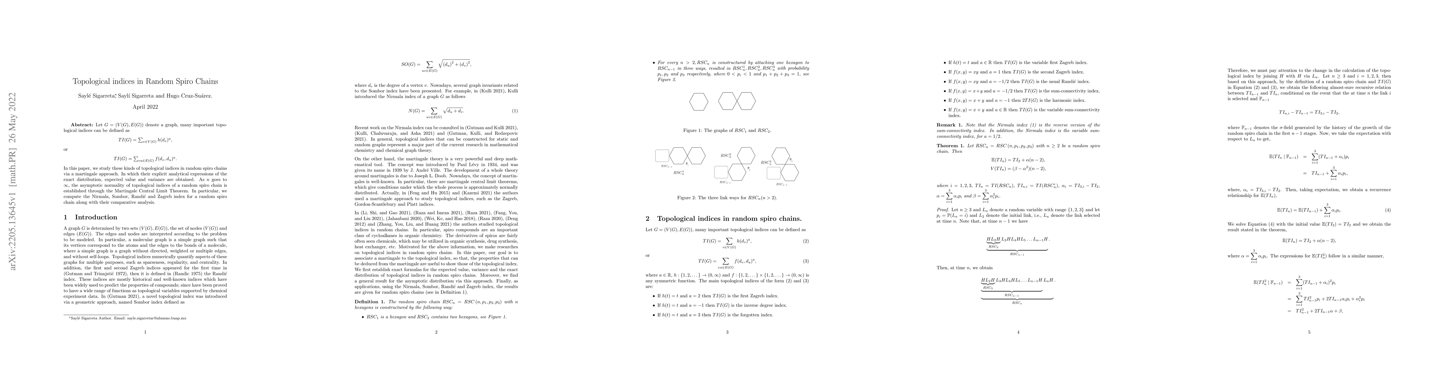 Thumbnail for Topological indices in Random Spiro Chains