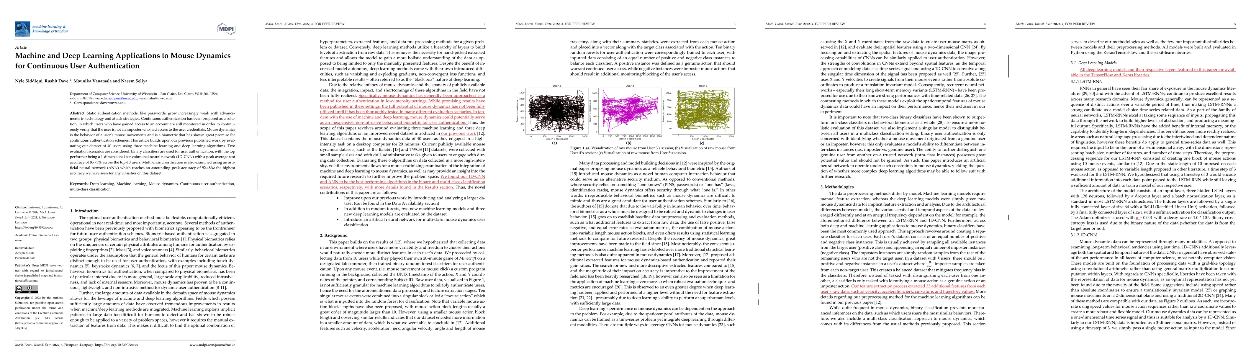 Thumbnail for Machine and Deep Learning Applications to Mouse Dynamics for Continuous
  User Authentication