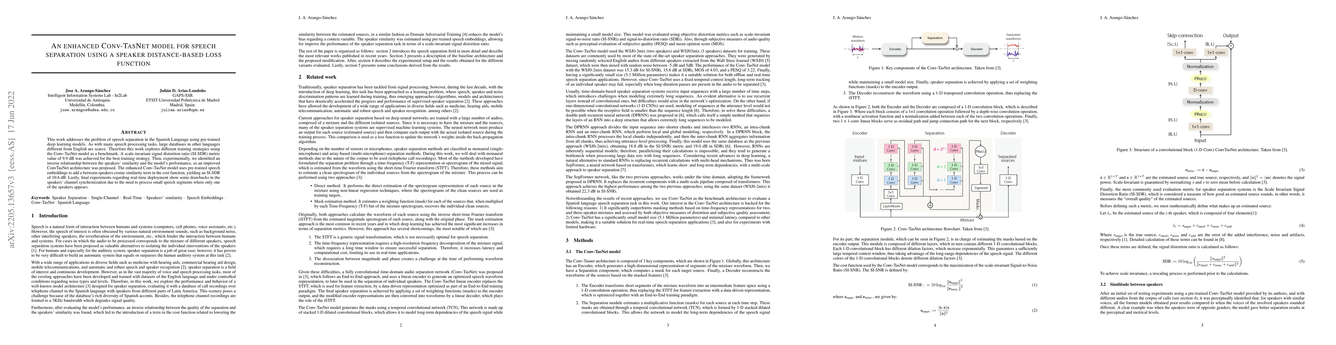 Thumbnail for An enhanced Conv-TasNet model for speech separation using a speaker
  distance-based loss function