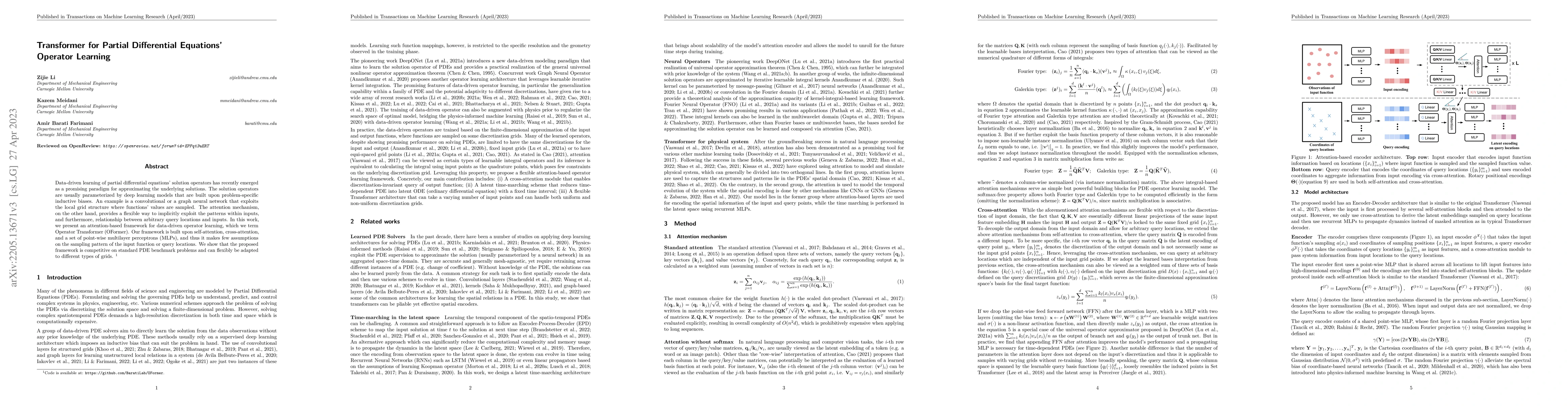 Thumbnail for Transformer for Partial Differential Equations' Operator Learning