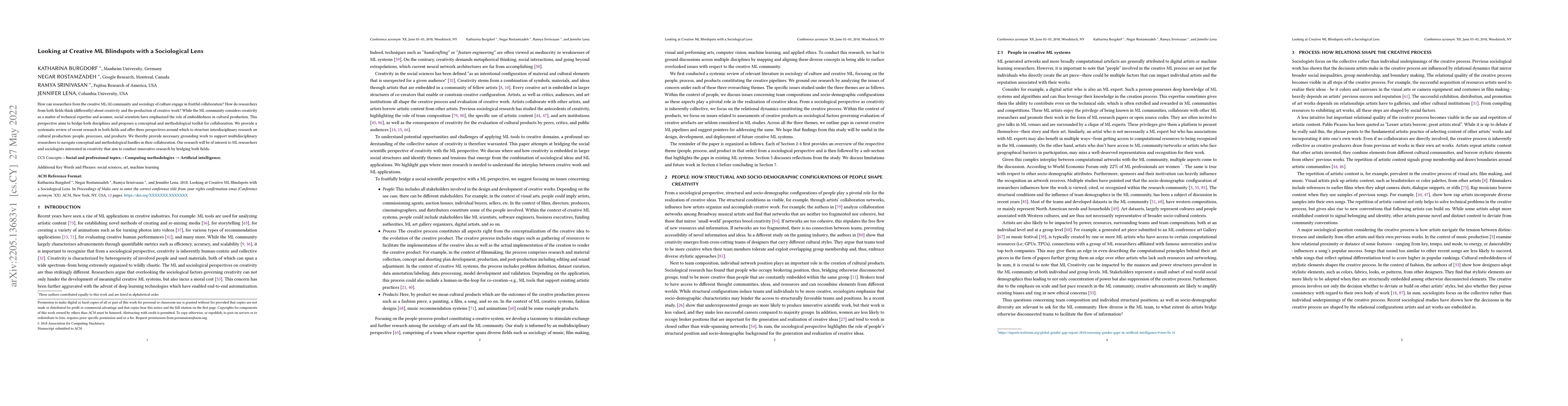 Thumbnail for Looking at Creative ML Blindspots with a Sociological Lens
