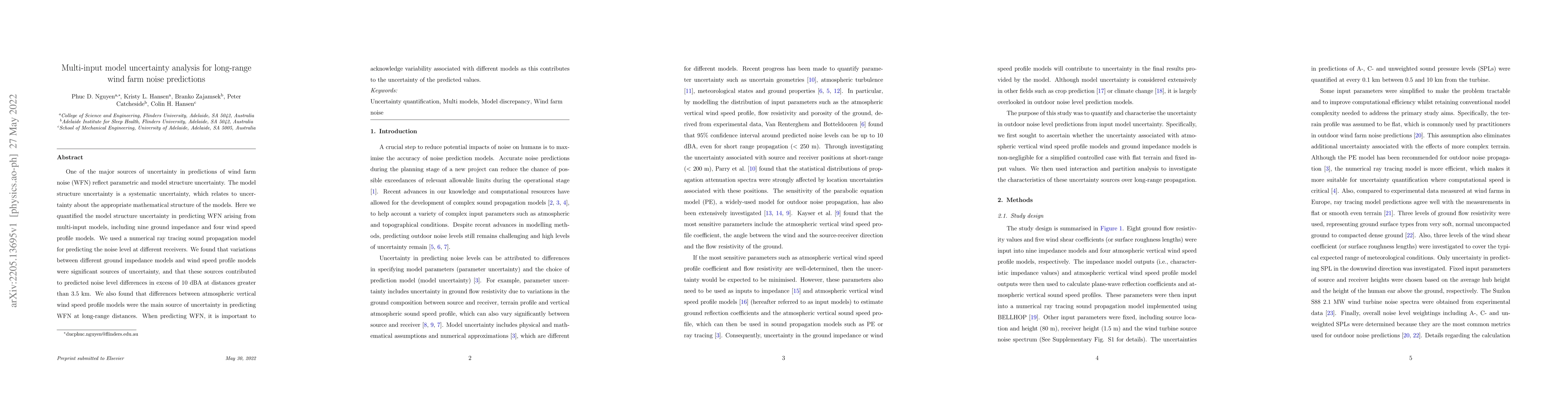 Thumbnail for Multi-input model uncertainty analysis for long-range wind farm noise
  predictions