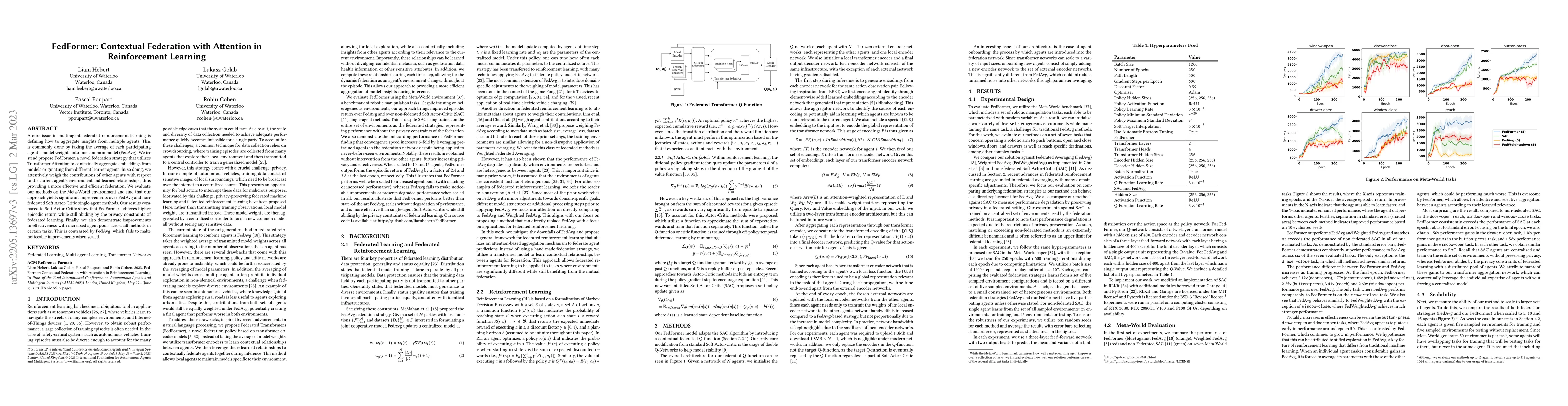 Thumbnail for FedFormer: Contextual Federation with Attention in Reinforcement
  Learning