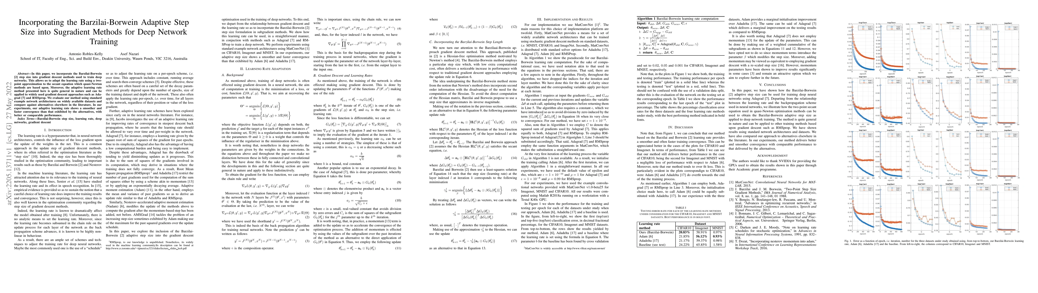 Thumbnail for Incorporating the Barzilai-Borwein Adaptive Step Size into Sugradient
  Methods for Deep Network Training