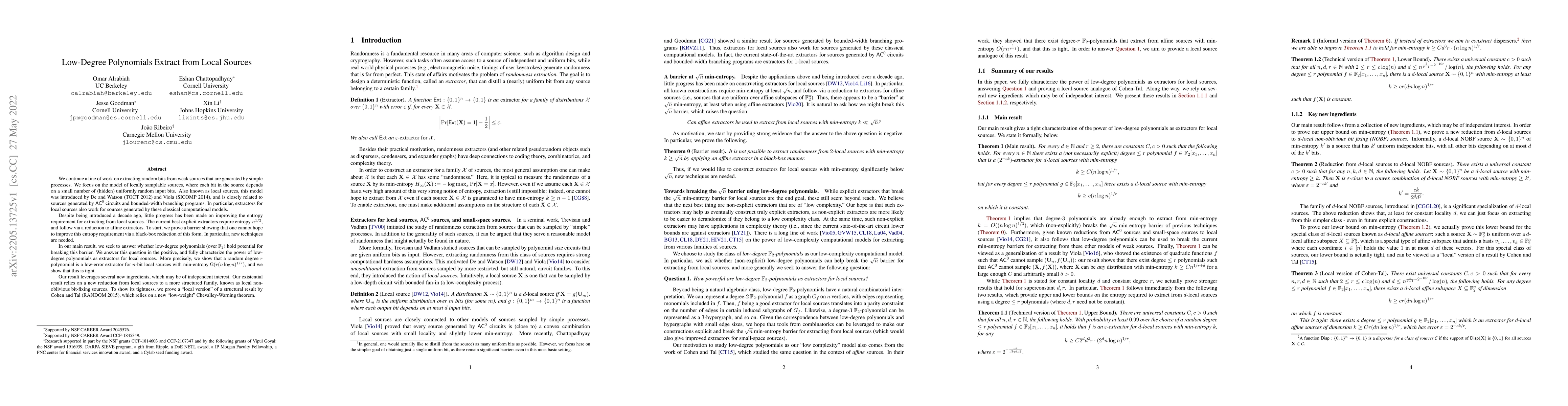 Thumbnail for Low-Degree Polynomials Extract from Local Sources