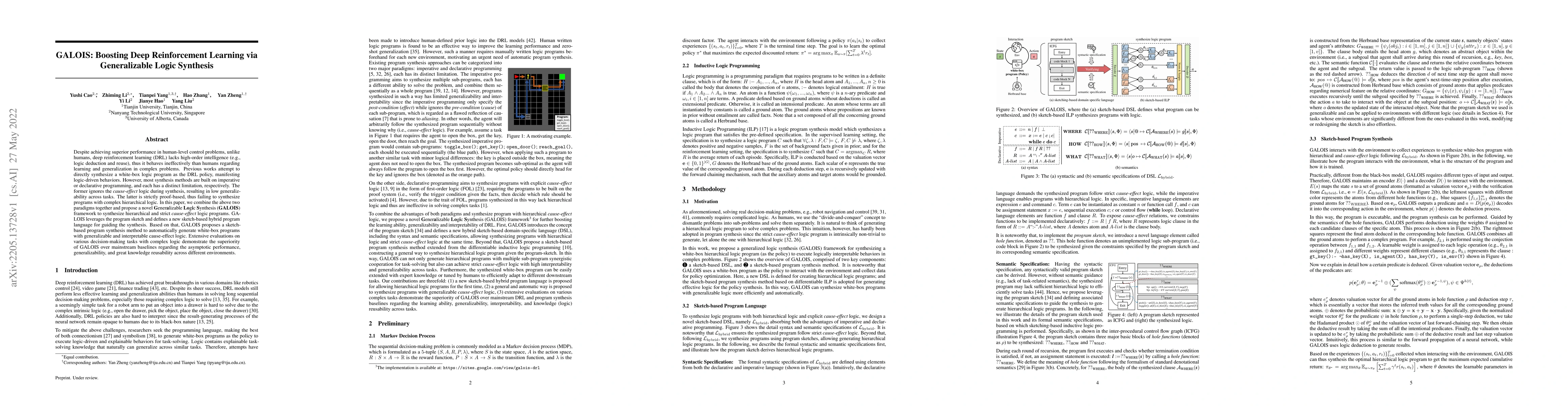 Thumbnail for GALOIS: Boosting Deep Reinforcement Learning via Generalizable Logic
  Synthesis