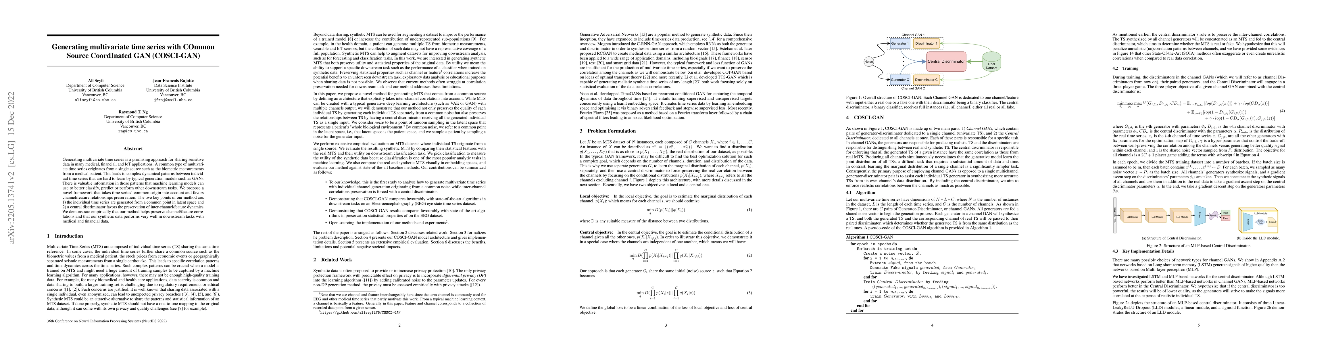 Thumbnail for Generating multivariate time series with COmmon Source CoordInated GAN
  (COSCI-GAN)