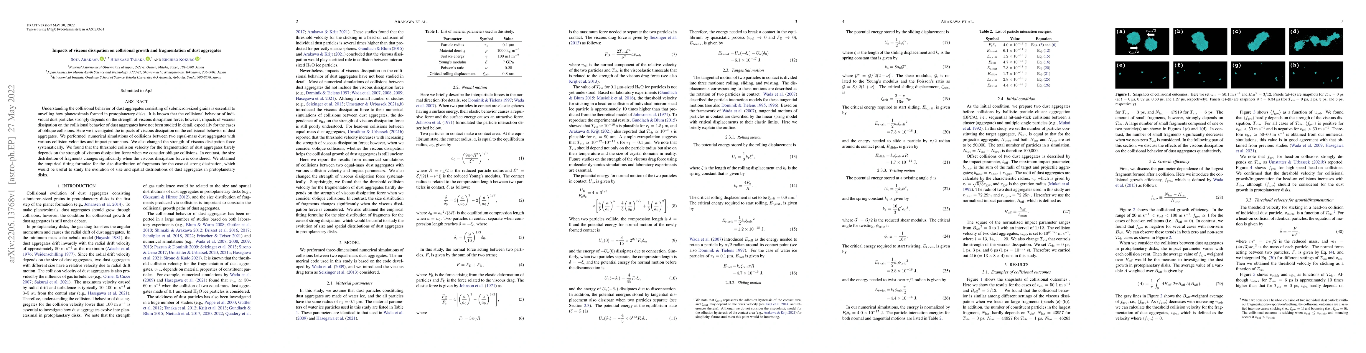 Thumbnail for Impacts of viscous dissipation on collisional growth and fragmentation
  of dust aggregates
