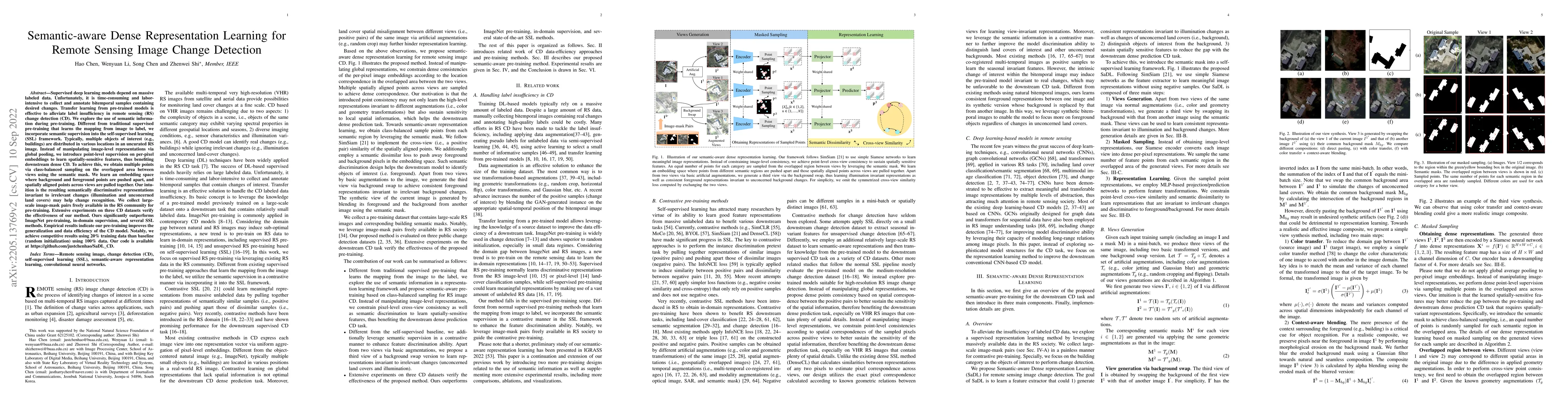 Thumbnail for Semantic-aware Dense Representation Learning for Remote Sensing Image
  Change Detection