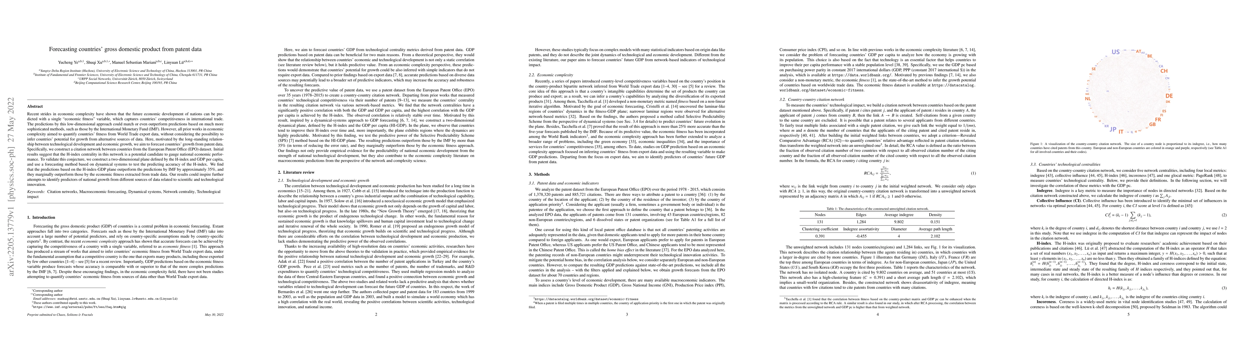 Thumbnail for Forecasting countries' gross domestic product from patent data