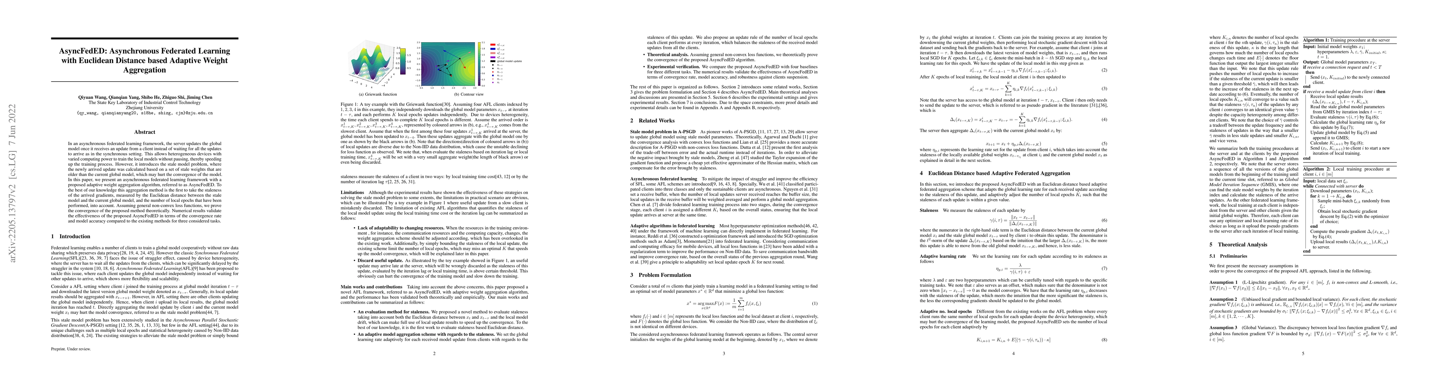 Thumbnail for AsyncFedED: Asynchronous Federated Learning with Euclidean Distance
  based Adaptive Weight Aggregation